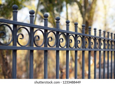 Decorative metal fence with artistic forging.