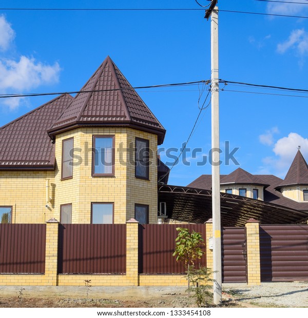 Decorative Metal On Roof Brick House Stock Photo Edit Now 1333454108