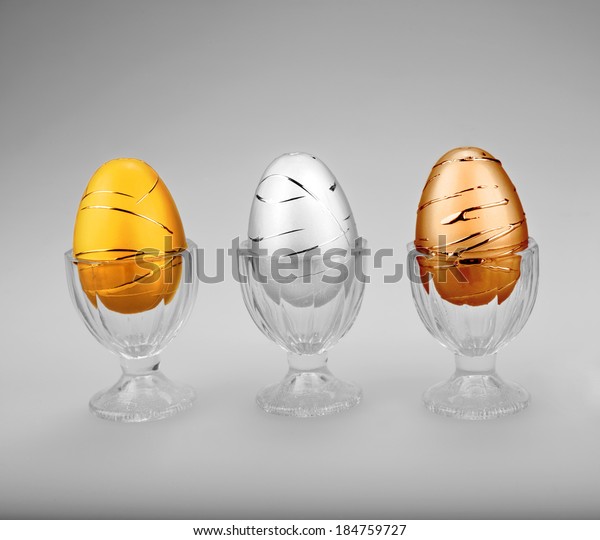 Decorative Metallic Easter Eggs Cups Row Stock Photo Edit Now