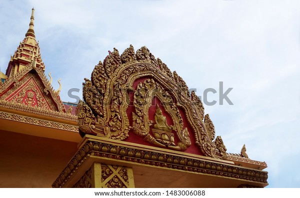 Decorative Motifs Buddha Flowers On Entrance Stock Photo Edit Now