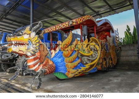Decorative Parade Float Designed As Mythical Dragon With Intricate Details