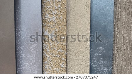 Decorative plaster samples texture background. Decorative wall paint color palette swatches set