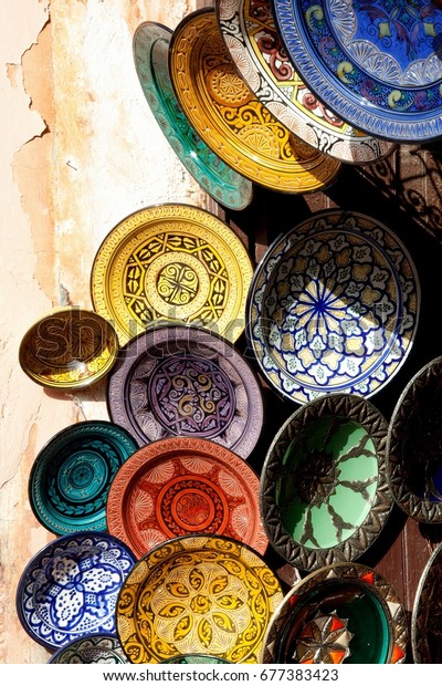 Decorative Plates On Wall Morocco Stock Photo Edit Now 677383423