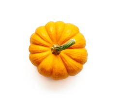 Decorative Pumpkin Isolated On White Background. Top View.