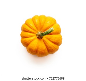 Decorative Pumpkin Isolated On White Background. Top View.