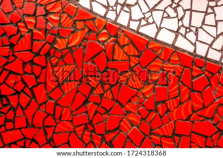 Decorative red tile-shard Broken ceramic tiles mosaic seamless pattern for texture background terracotta white