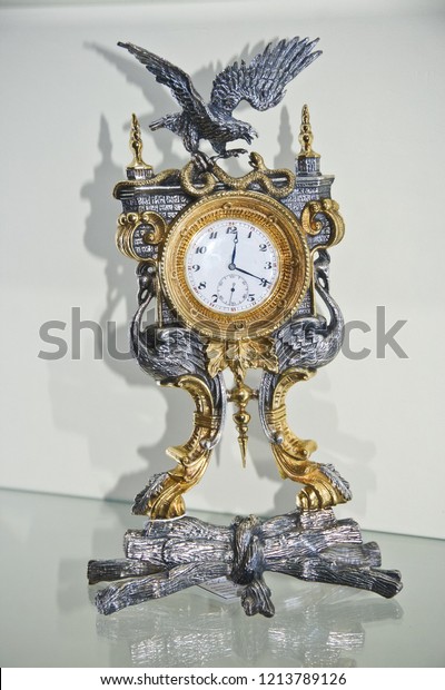 Decorative Table Clock Isolated Roman Numeral Stock Photo Edit
