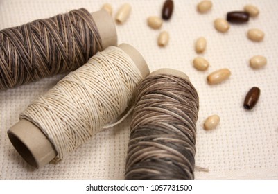 Decorative Threads On The Aida Fabric