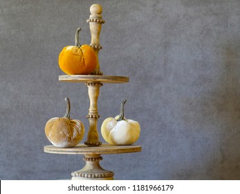 Decorative Tiered Platter Of Pumpkins