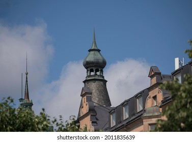 Decorative Tower Of A 1800s House In The District Östermalm In Stockholm. Stockholm, Sweden 07-11-21