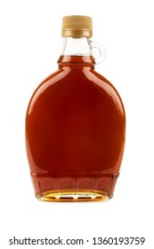 Decorative Traditional Maple Syrup Bottle From Canada. Isolated On White Background.