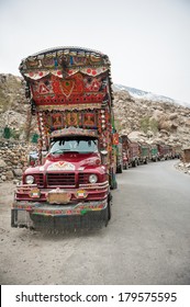 Decorative trucks on Karakoram highway, Northern Pakistan.