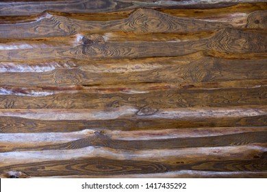 Decorative Wall Of Pine Boards Painted With Varnish. Wood Texture.