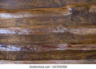 Decorative Wall Of Pine Boards Painted With Varnish. Wood Texture.