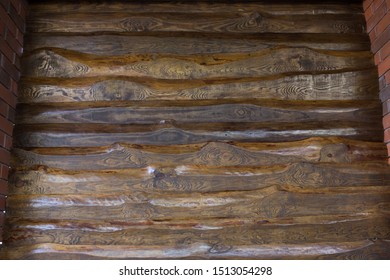 Decorative Wall Of Pine Boards Painted With Varnish. Wood Texture.