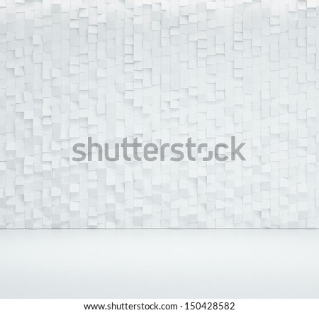 decorative wall and white floor