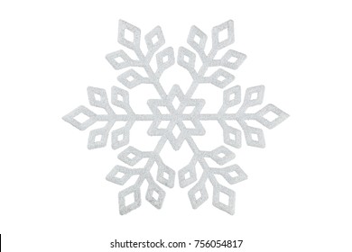 Decorative Xmas Snowflake With Glitter Isolated On White, Design Element