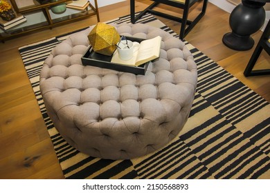 Decorator Tray On Upholstered Ottoman