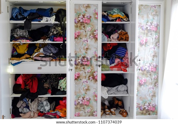 Decoupage Wardrobe Full Clothes Shoes Stock Photo Edit Now