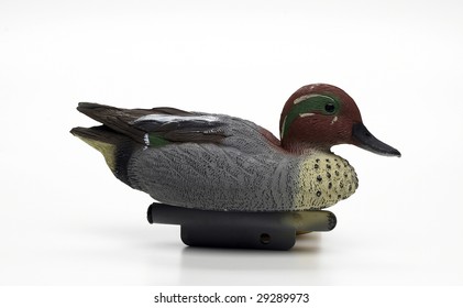 Decoy duck isolated on a white background