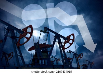 Decrease in oil production in OPEC. Economic crisis, fuel default. Rejection of hydrocarbons. Oil supplies are down - Shutterstock ID 2167434015