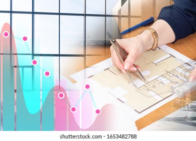 Decrease in the share prices of construction companies. Negative news about the construction market. Crisis in the construction industry. The drop in prices on the stock exchange. - Powered by Shutterstock