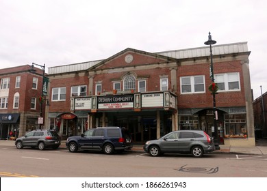 Dedham, MA - November 27 2020: Exterior Of The Dedham Community Theater