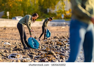 Dedicated volunteers cleaning beach on sunny day - Powered by Shutterstock