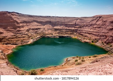 Deep blue hidden lake in Timna surrounded by mountains near Eilat, Arava Valley, Israel.  - Shutterstock ID 1817894126