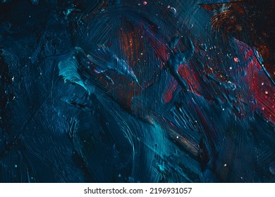 Deep blue and red lava Thick paint texture. Abstract art by oil painting on canvas. palette knife brush strokes. Original Impasto Oil Painting on canvas, Modern art. Contemporary art. - Shutterstock ID 2196931057
