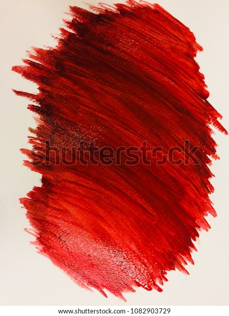 Deep Burgundy Red Watercolor Brushstrokes Painted Stock