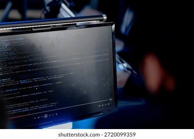Deep code focus. Developers working late debugging software script visible on screen collaborative coding session in progress intense tech teamwork dev life revealed.