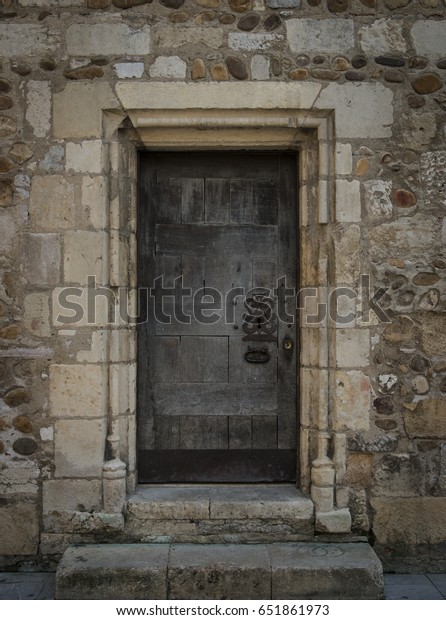 Deep Colored Door Stone Wall Stock Photo Edit Now 651861973