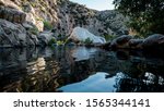 Deep Creek hot springs reflecting during sunsetin California, USA