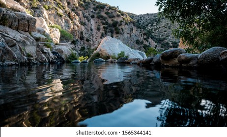 Deep Creek hot springs reflecting during sunsetin California, USA