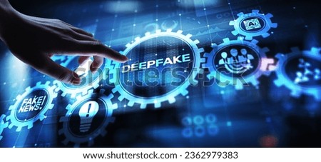 Deep Fake news artificial intelligence in media technology concept on virtual screen.