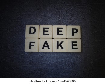 Deep Fake, Word Cube With Background.