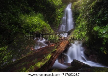 Deep forest waterfall, Pha Ngam Ngon Waterfall in Khun dan prakan chon dam,Nakorn Nayok,Thailand.