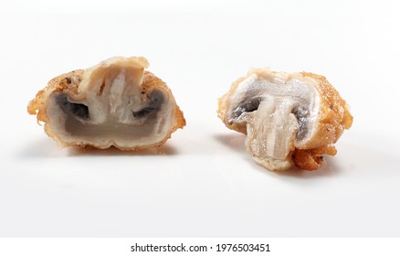 Deep Fried Mushroom On White Background