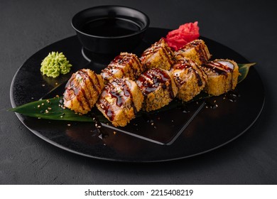 Deep Fried Roll With Salmon And Mayonnaise In Panko Bread Crumbs