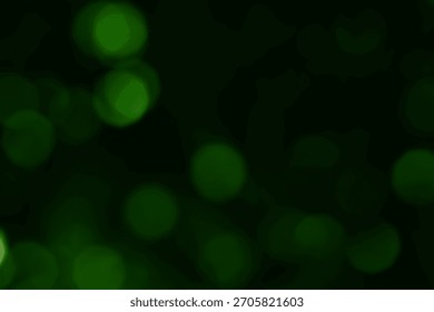 Deep green bokeh lights float against a dark background creating a visually captivating abstract ambiance.