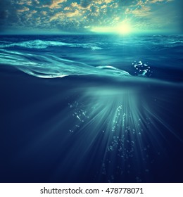 Deep ocean, marine backgrounds with waves and sea surface - Shutterstock ID 478778071