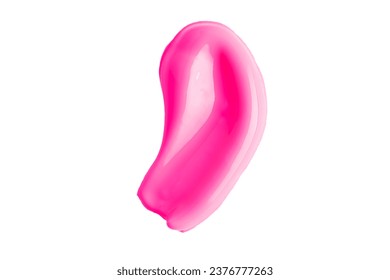 Deep pink swatch of lip gloss, cosmetic product stroke or paint, macro. Swatches of bright pink lipgloss or paint isolated on white paper background. ஸ்டாக் ஃபோட்டோ