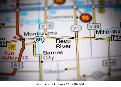 Deep River. Iowa. USA On A Map