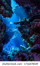 Deep Sea Cave In Underwater Diving