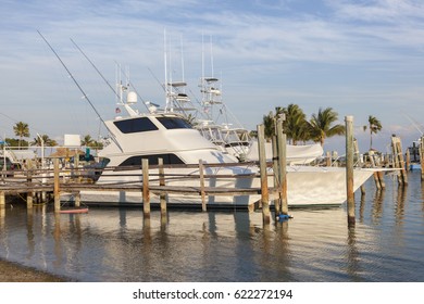 Deep Sea Fishing Boats In The Marina Of Marathon Key. Florida, United States