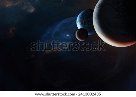 Deep space planets in solar system. Elements of this image furnished by NASA.