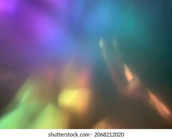 Deep Teal, Purple, Yellow, Orange Multi Chrome Color Shift Look Blurred Background Or Overlay For Vintage Feel