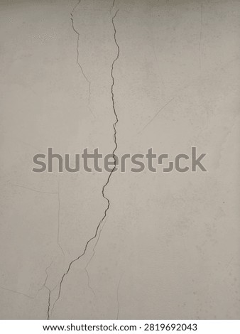 Deep Vertical Structural Crack and Crazing on an Off-White Plaster Wall