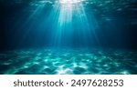 Deep water with blue sun light 